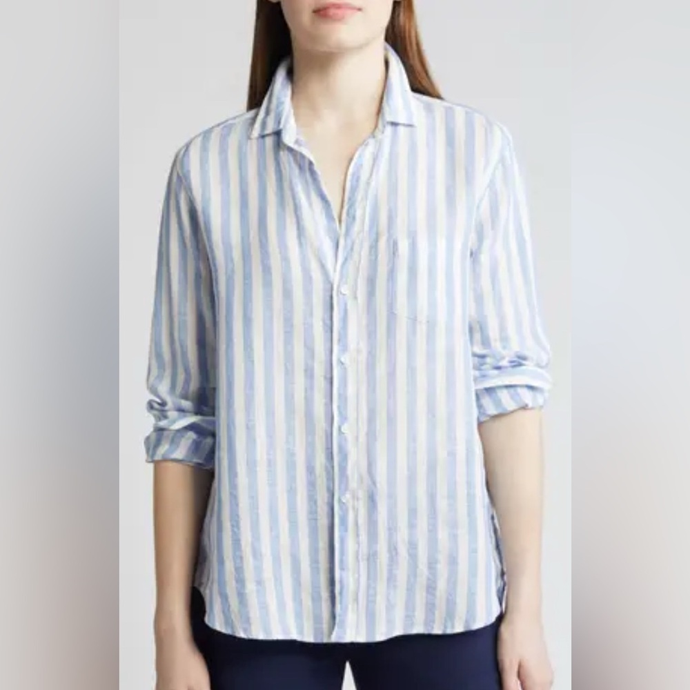 FRANK & EILEEN LINEN BLEND “EILEEN” SHIRT, SIZE XS.